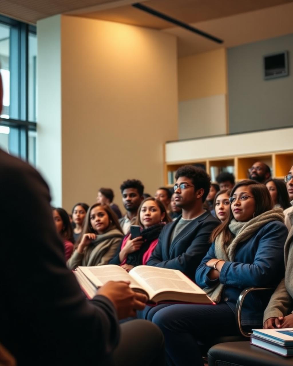 Autor lendo para estudantes e educadores